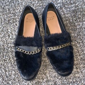 Faux Fur Black Loafers